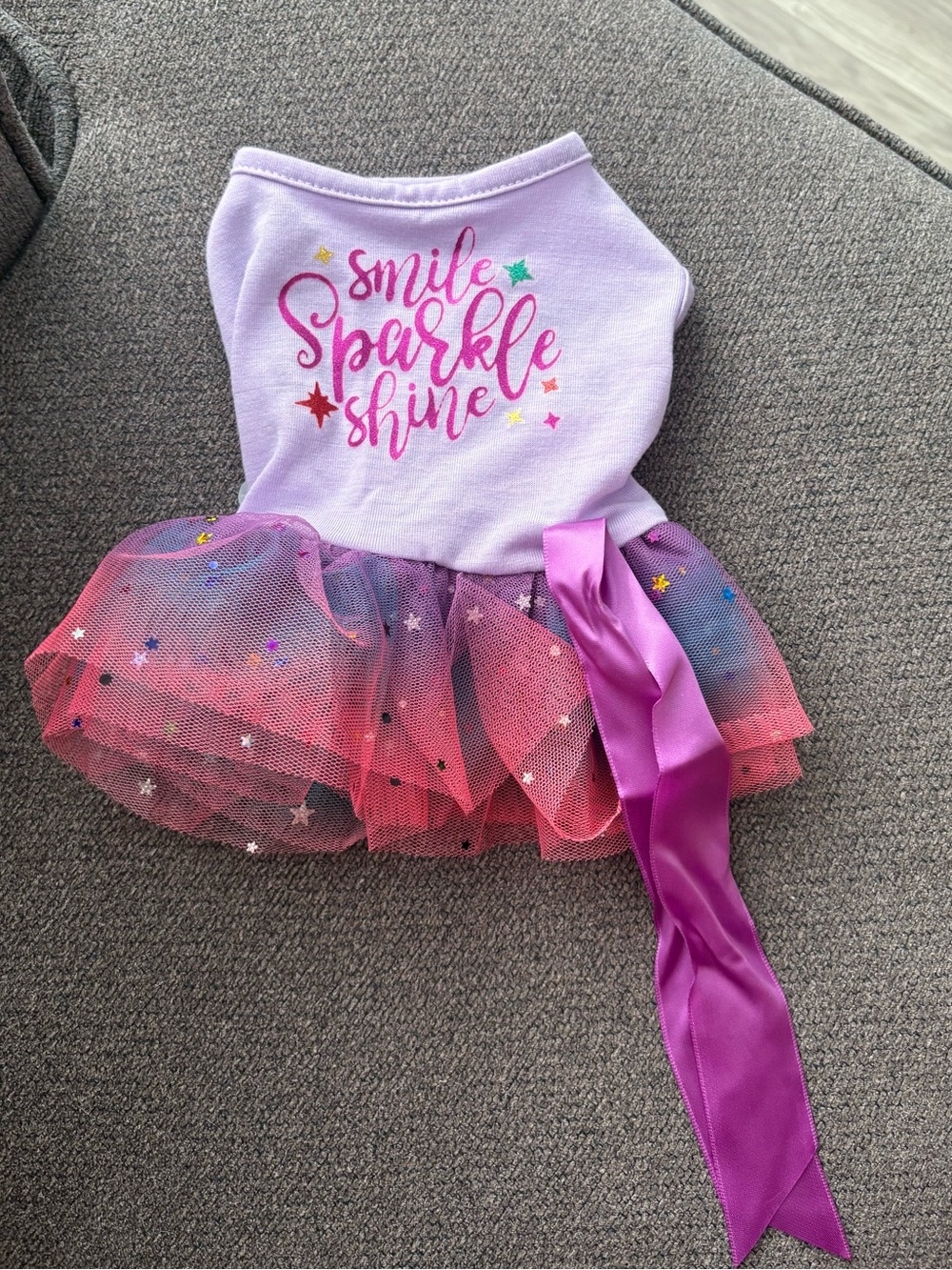 NWTGirl dog Lavender 'Smile Sparkle Shine' Tutu Dress with Pink & Purple Accents